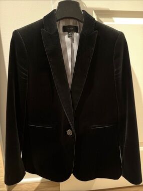 J. Crew Black Velvet Notch-Lapel Blazer